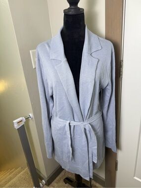 Mossimo for Target Y2K Wool Blend Dusty Blue Cardigan‎ Sweater Tie Front Knit XL
